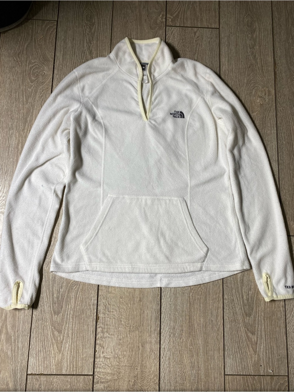 The North Face Women's TKA Micro 1/4 Zip Fleece Pullover Jacket White Size M